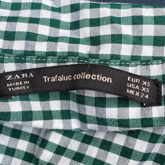 ZARA Trafaluc Green Plaid Ruffled Checkered Midi Skirt SizeXS - Picture 4 of 9
